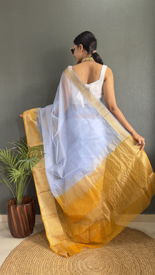 Bansari Textiles Self Design Bollywood Jacquard, Organza Saree(Light Blue)