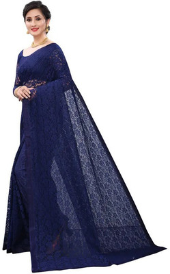 Vragi Woven Bollywood Net Saree(Dark Blue)