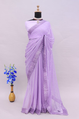 Aarya Fashion Applique Bollywood Lycra Blend Saree(Multicolor)