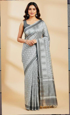 srirohinisilks Woven Banarasi Art Silk Saree(Grey)