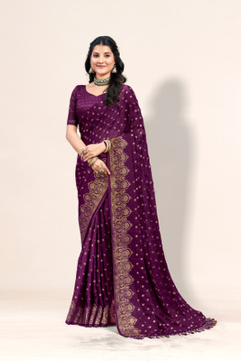 Sanskriti Synthetics Floral Print Handloom Georgette Saree(Magenta)