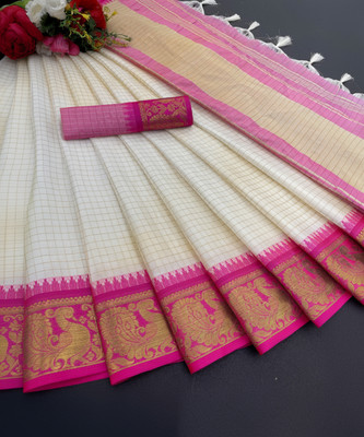 Aquiliq Self Design Kanjivaram Silk Blend Saree(Blue)