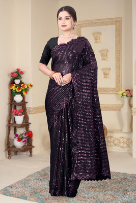 watay Embroidered Bollywood Georgette Saree(Pink)