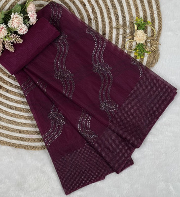 RUCHKET Embellished Bollywood Net Saree(Purple)