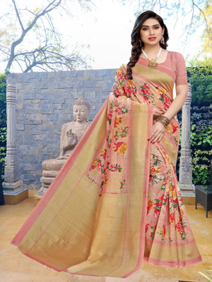 Gugaliya Printed Mysore Cotton Blend, Art Silk Saree(Multicolor)