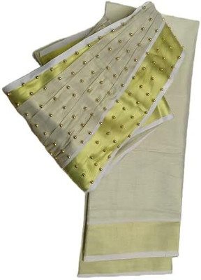 South Weavers Solid/Plain Bollywood Tissue Saree(Cream)