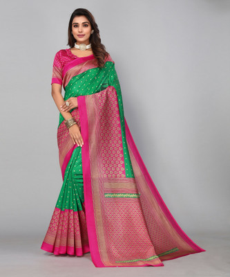 Priyashi Woven Bollywood Art Silk Saree(Green)