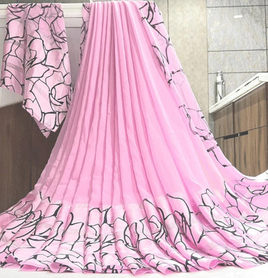 p varity Printed Bollywood Georgette Saree(Pink)