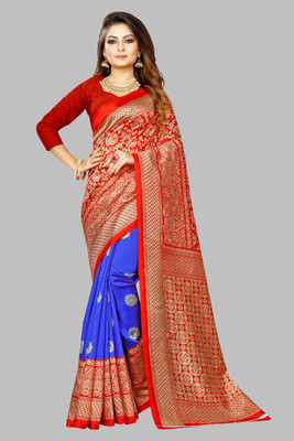 Priyashi Self Design Bollywood Art Silk Saree(Blue)