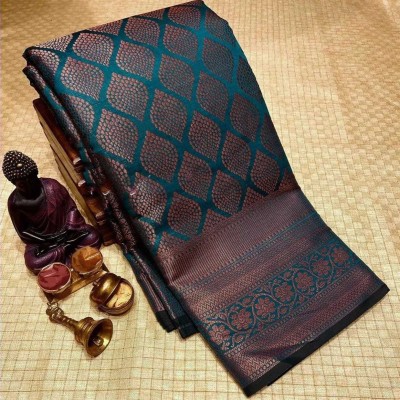 ShivGori Woven Banarasi Silk Blend Saree(Green)