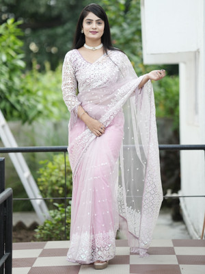 Sareemall Embellished Bollywood Net Saree(Pink)