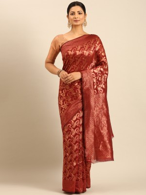 Divastri Woven Bollywood Pure Cotton Saree(Red)