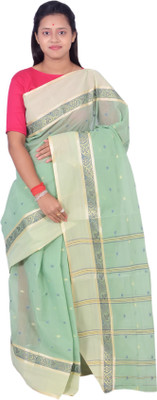 Sonali Woven Tant Pure Cotton Saree(Light Green)
