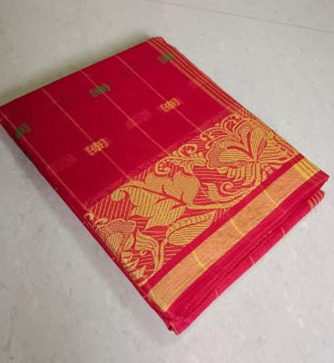 SRD Woven Tant Pure Cotton Saree(Red)