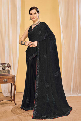 Divastri Embellished Bollywood Georgette Saree(Black)