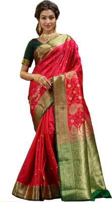 ARIBA CREATION Woven Banarasi Satin Saree(Dark Blue)