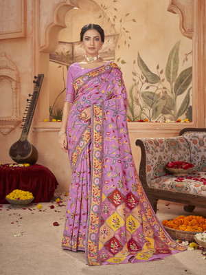 Sariya Woven Banarasi Jacquard, Silk Blend Saree(Pink)