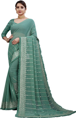 DRASHTI Embroidered Bollywood Georgette Saree(Light Green)