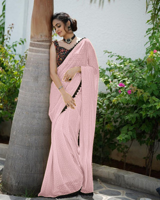 Lakira Solid/Plain Daily Wear Georgette Saree(Yellow)
