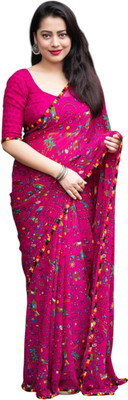 vdc Printed Bollywood Georgette Saree(Pink)