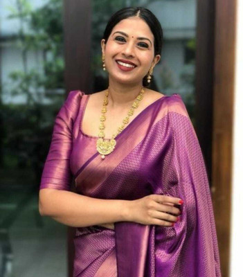 I Khodiyar creation Self Design Banarasi Art Silk Saree(Magenta)