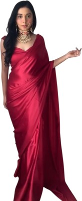 HMP Fashion Solid/Plain Bollywood Satin Saree(Gold)