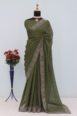 ZOYAL ENTERPRISE Embellished Bollywood Georgette Saree(Light Green)