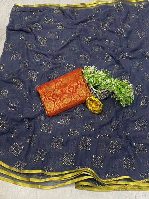 ELEGENCE FAB Embellished Daily Wear Chiffon Saree(Grey)