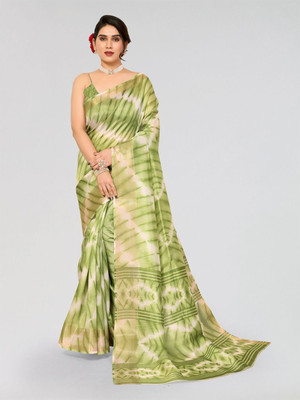 Moda Rapido Printed Bollywood Cotton Blend Saree(Green)
