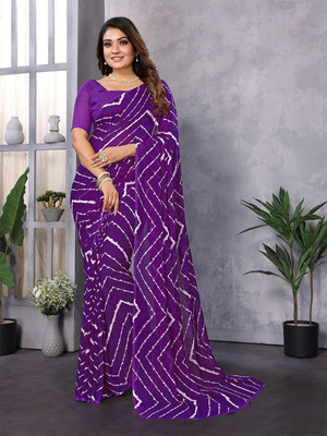 Moda Rapido Printed, Self Design Daily Wear Georgette Saree(Purple)