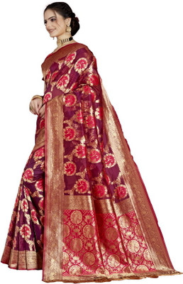 Navanari Woven Bollywood Organza Saree(Multicolor)