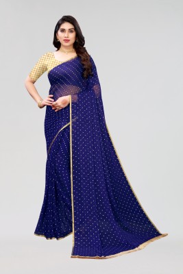 Prutha Fashions Printed Daily Wear Chiffon Saree(Dark Blue)