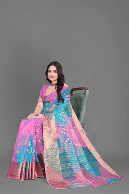 Aarunika fashion Solid/Plain Bollywood Organza Saree(Pink)