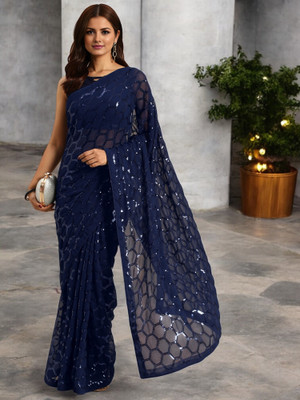 Divastri Printed Bollywood Georgette Saree(Blue)