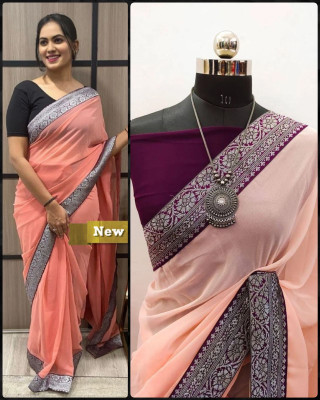 MM VENTURE Solid/Plain Bollywood Georgette Saree(Maroon)