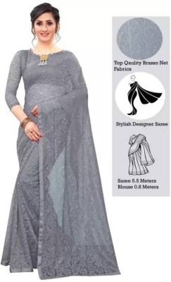 stylevilla Self Design Bollywood Net Saree(Grey)