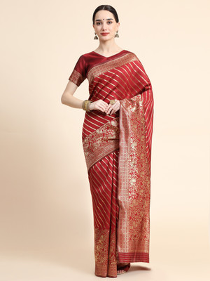 TWINLIGHT Woven Kanjivaram Pure Silk, Art Silk Saree(Maroon)