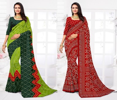 STYLEVEDA Paisley Daily Wear Georgette Saree(Pack of 2, Red, Green)