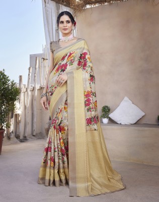 Divastri Printed Bollywood Art Silk Saree(Yellow)