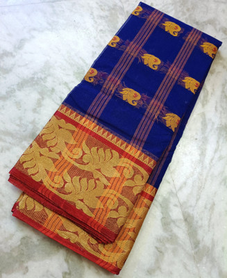 Jayantasaree Self Design Tant Pure Cotton Saree(Blue)