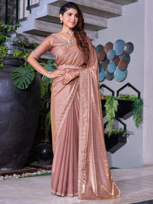 Sareemall Embellished Bollywood Chiffon Saree(Brown)