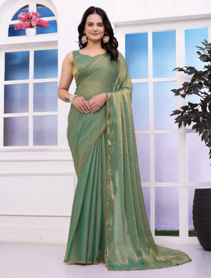 MSC TRENDLINE SAREES Solid/Plain Bollywood Jimmy choo, Organza Saree(Light Green)