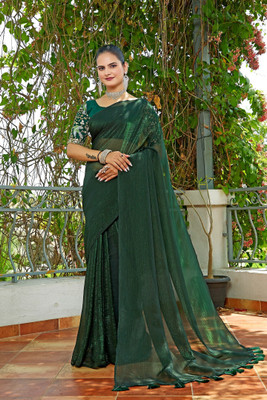 KONICA FAB Embellished Bollywood Chiffon Saree(Green)