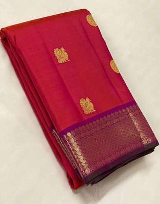 GATISHVAM TEXTILE Printed Banarasi Lace Saree(Red)