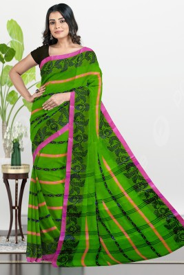 PRANATI ENTERPRISE Woven Tant Pure Cotton Saree(Green)