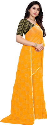 Divastri Woven, Printed Daily Wear Chiffon Saree(Yellow)