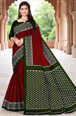 Ethnicsarees Printed Sambalpuri Pure Cotton Saree(Red)