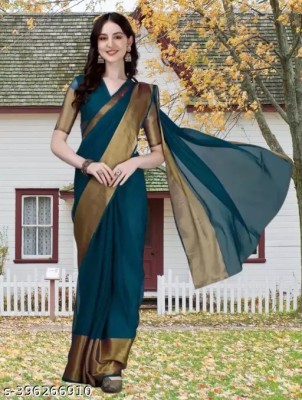 Amavii Self Design Bollywood Chiffon Saree(Blue)