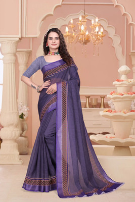 Julee Printed Bollywood Linen Saree(Purple)