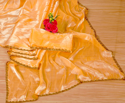 Gajal Self Design Kanjivaram Chiffon, Jimmy choo Saree(Orange)